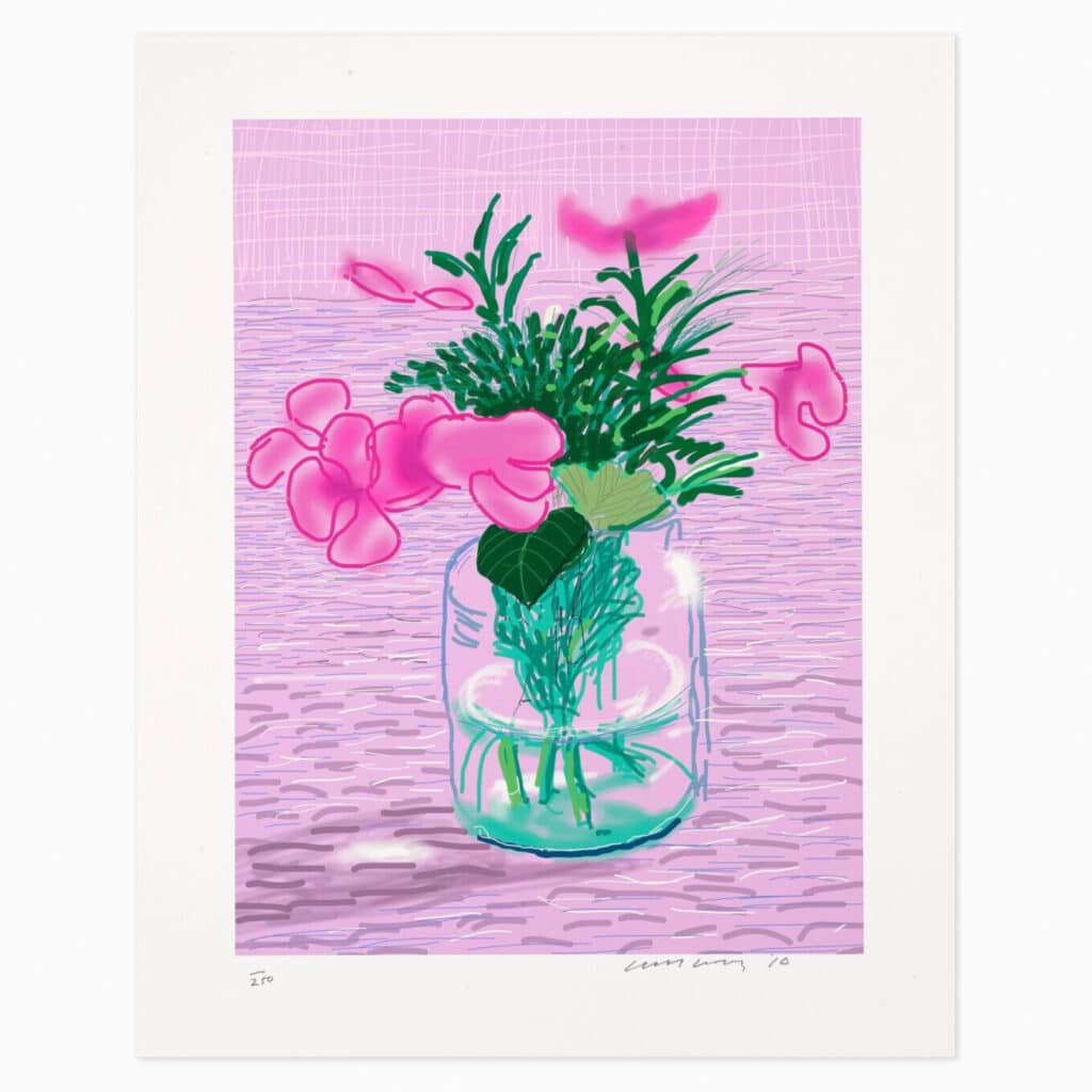 David Hockney limited edition print titled ‘Untitled No. 329’ showcasing his signature modernist abstraction and vibrant palette