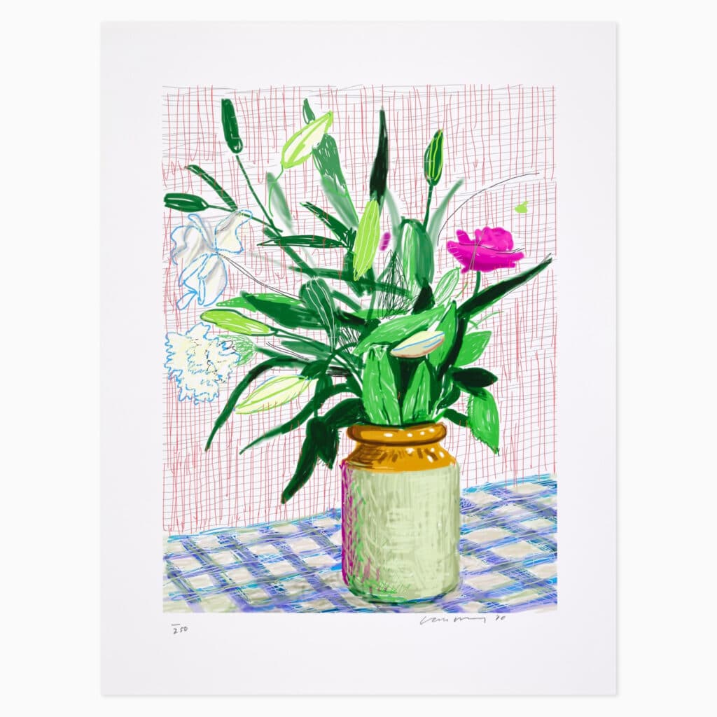 David Hockney limited edition print titled ‘Untitled No. 516’ showcasing his signature modernist abstraction and vibrant palette