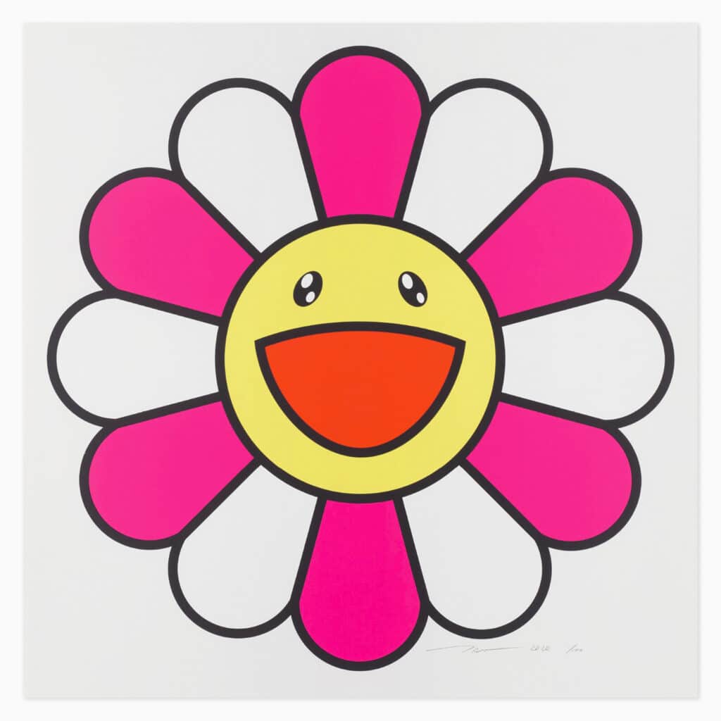 Limited edition Takashi Murakami artwork ‘Pinky Chan’ featuring his signature vibrant cartoon-like character in bold colours