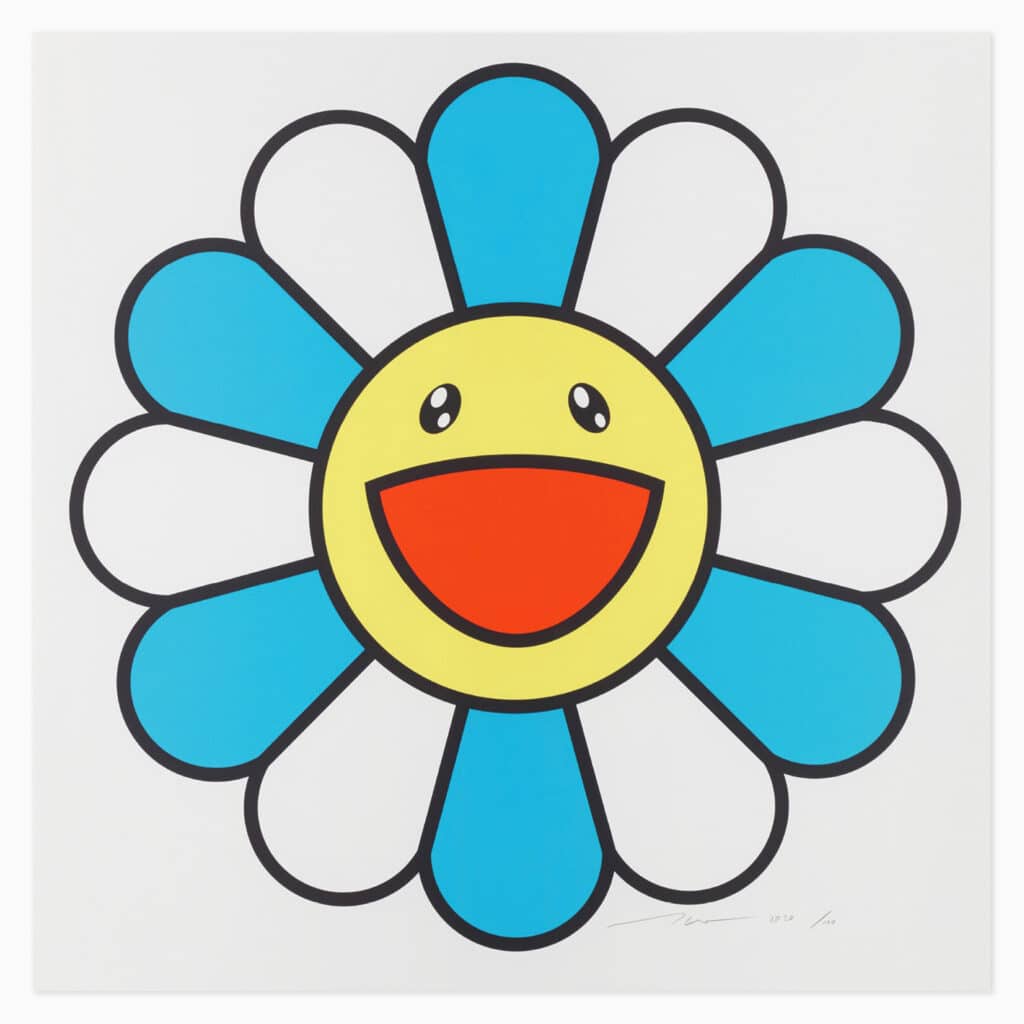 Limited edition Takashi Murakami artwork ‘Sea Breeze Chan’ featuring his signature colourful cartoon-like character in a vibrant composition