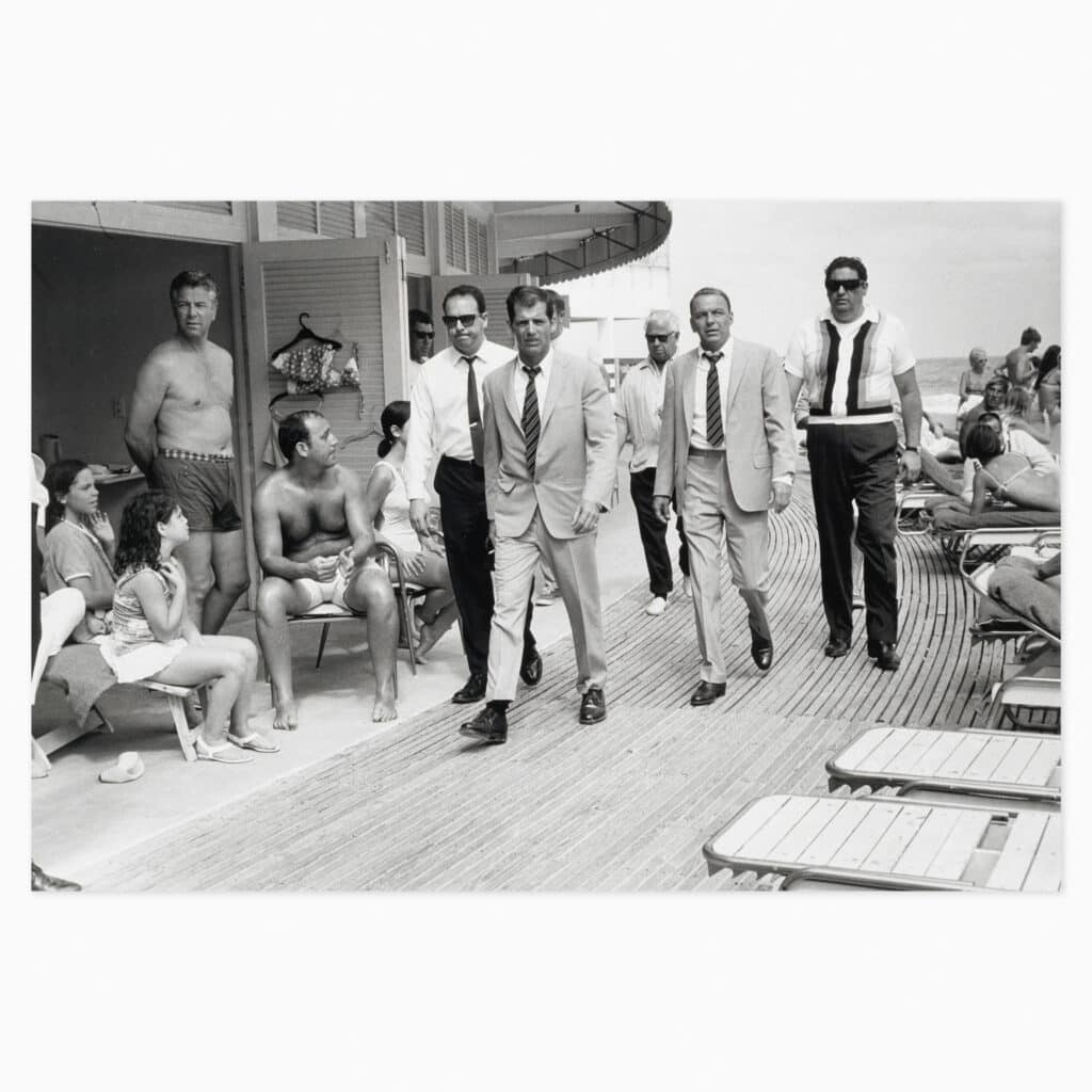 Terry O’Neill limited edition print titled ‘Frank Sinatra on the Boardwalk’ depicting the legendary performer in classic photographic style