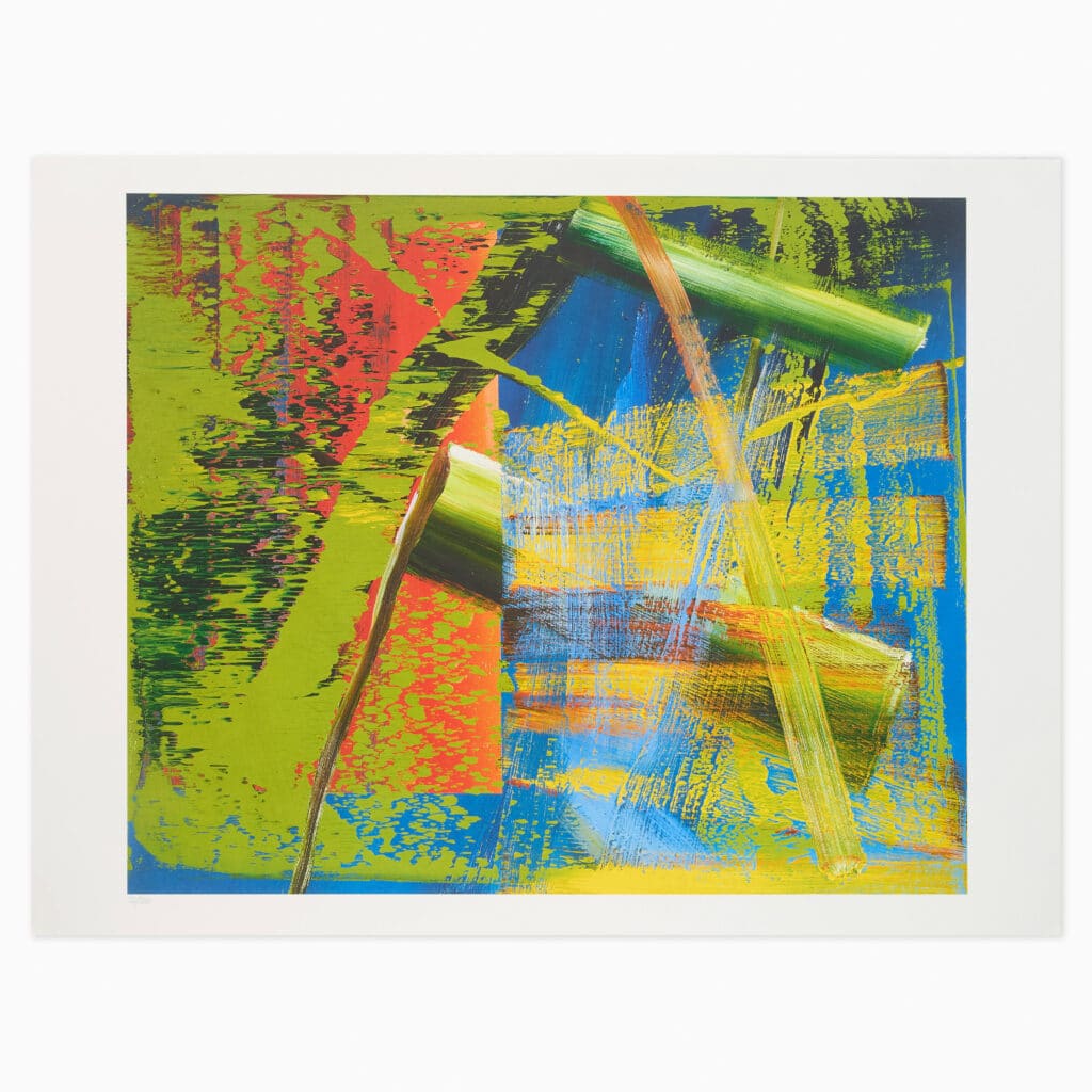 Limited edition Gerhard Richter artwork ‘Abstraktes Bild, 1984, Work 563-1’, 2024, featuring layered abstract colour fields with textured, gestural brushwork