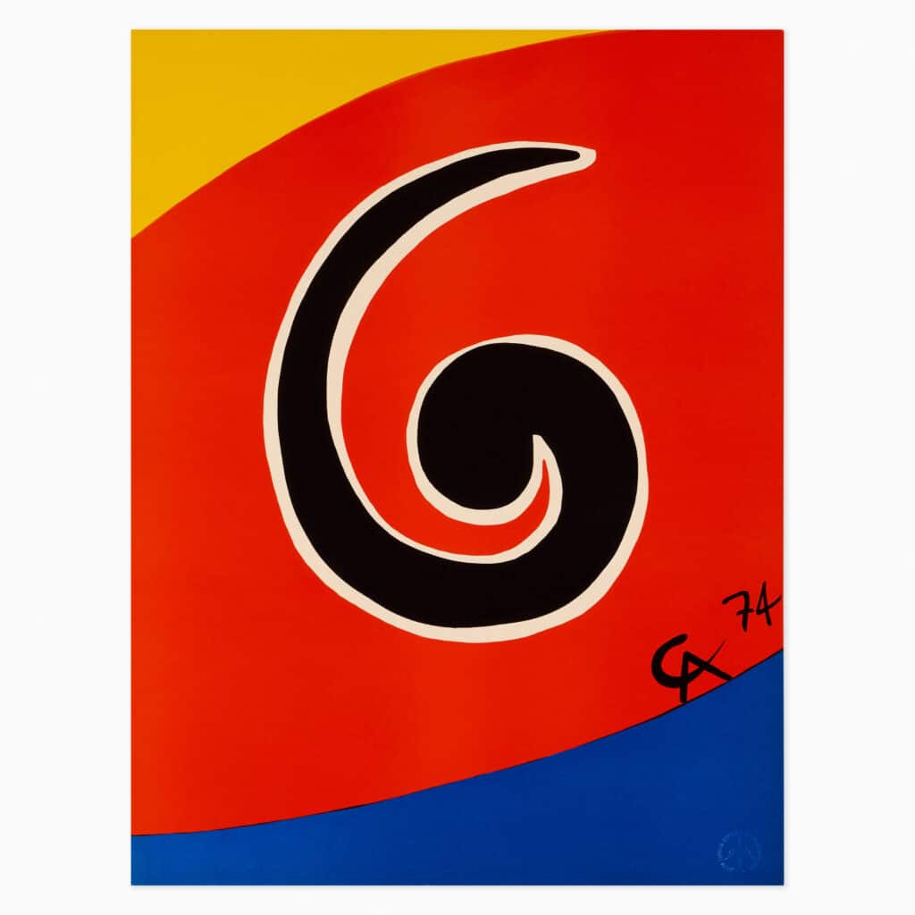 Limited edition Alexander Calder artwork ‘Sky Swirl’ featuring abstract geometric forms in dynamic, balanced composition
