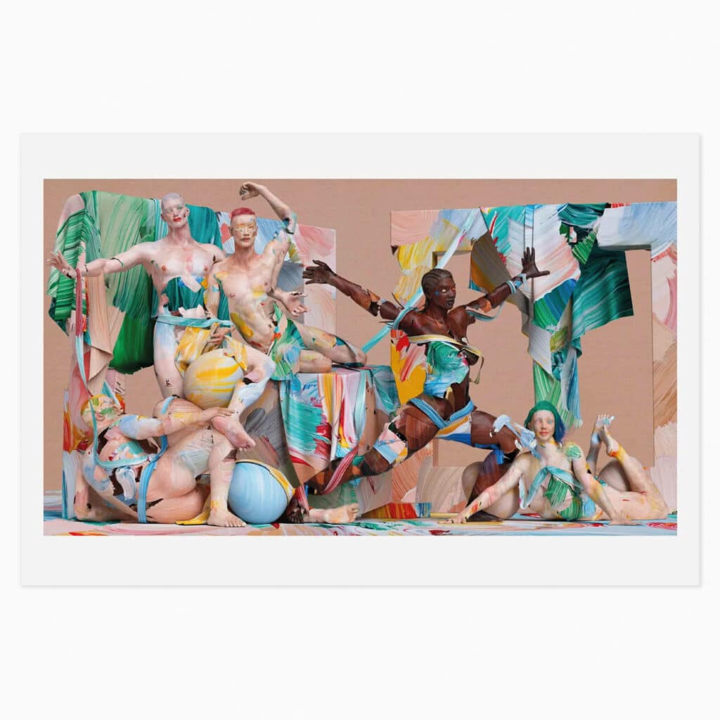 Limited edition Matthew Stone artwork ‘Play’ featuring digitally layered imagery and abstract, fluid forms