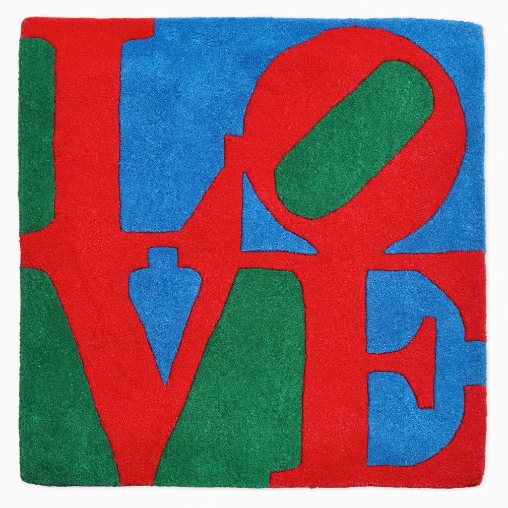 Limited edition Robert Indiana artwork ‘Classic Love’ featuring his iconic stacked LOVE letters in bold typography.