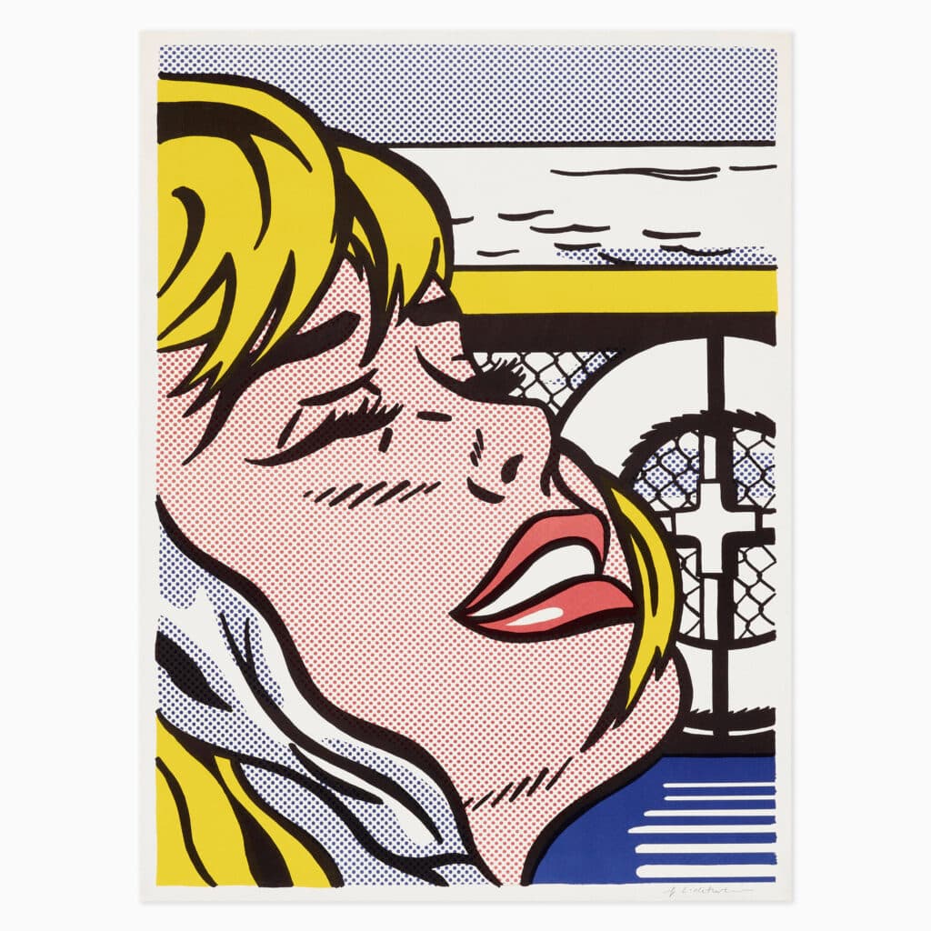 Limited edition Roy Lichtenstein artwork ‘Shipboard Girl’ featuring bold comic-style lines and pop-art colour