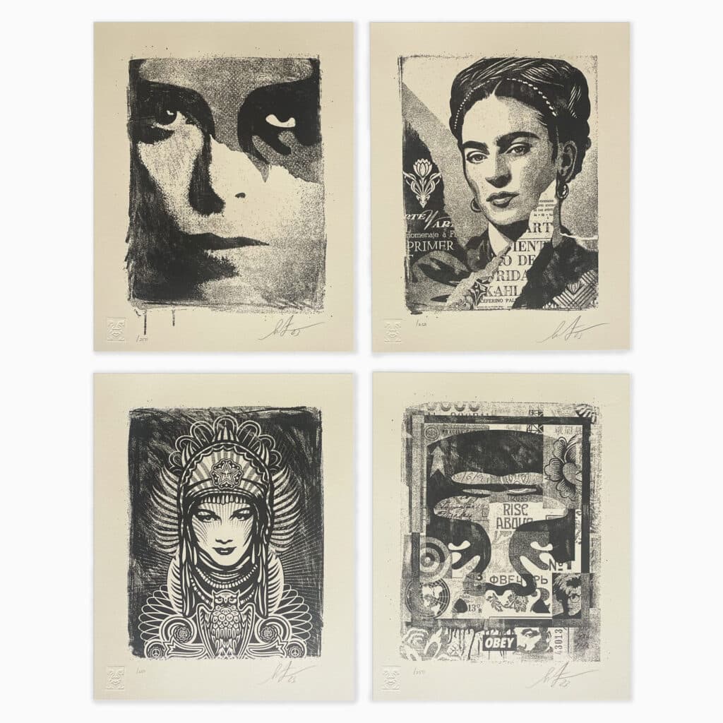 Limited edition Shepard Fairey artwork ‘Icons Letterpress Prints’ featuring bold graphic iconography and text in his signature style