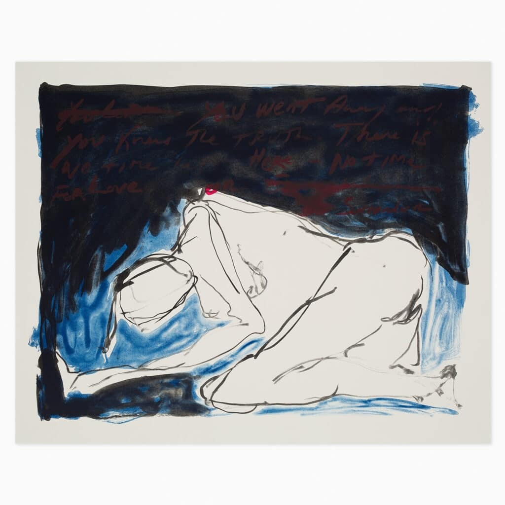Limited edition Tracey Emin artwork ‘No Time for Love’ featuring handmade figurative drawing in her signature confessional style