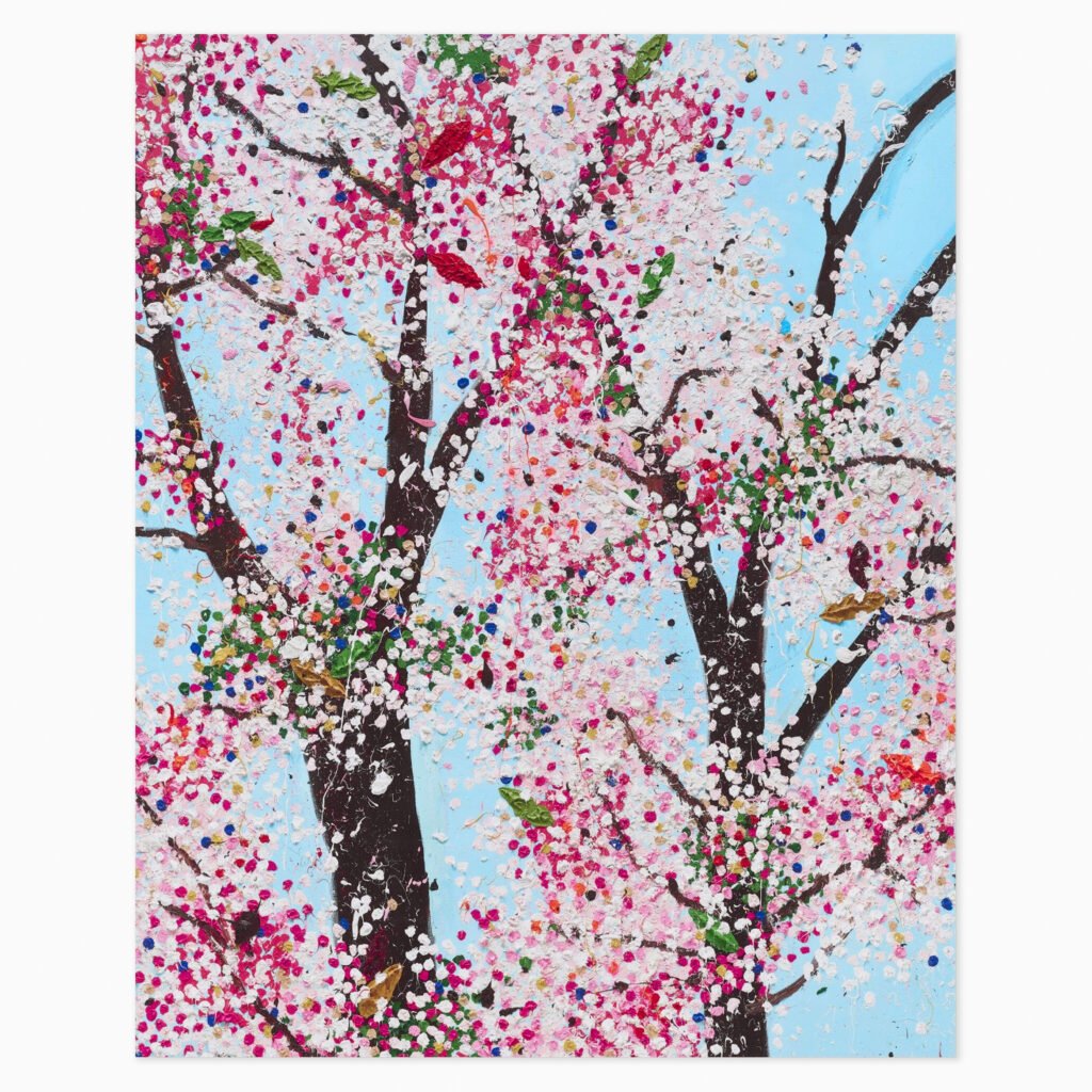 Limited edition Damien Hirst artwork ‘Honesty (H9-5)’ featuring abstract cherry blossom and vivid, dynamic colours.