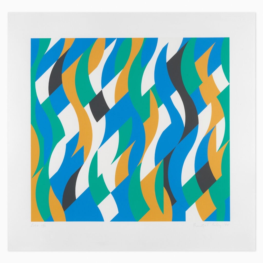 Limited edition Bridget Riley ‘Echo’ op-art print with bold colour rhythmic curves