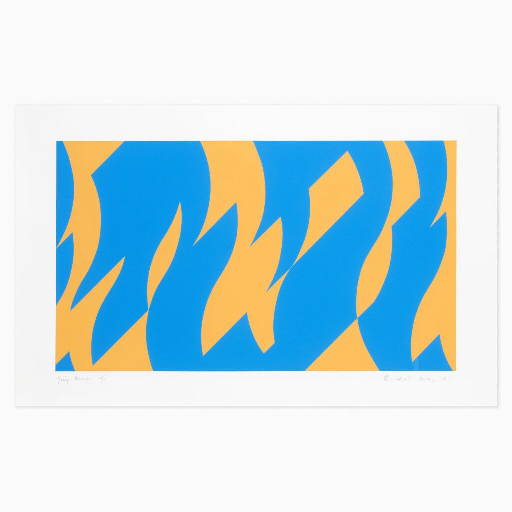 Limited edition Bridget Riley artwork ‘Going Across’ featuring rhythmic geometric patterns and op art movement