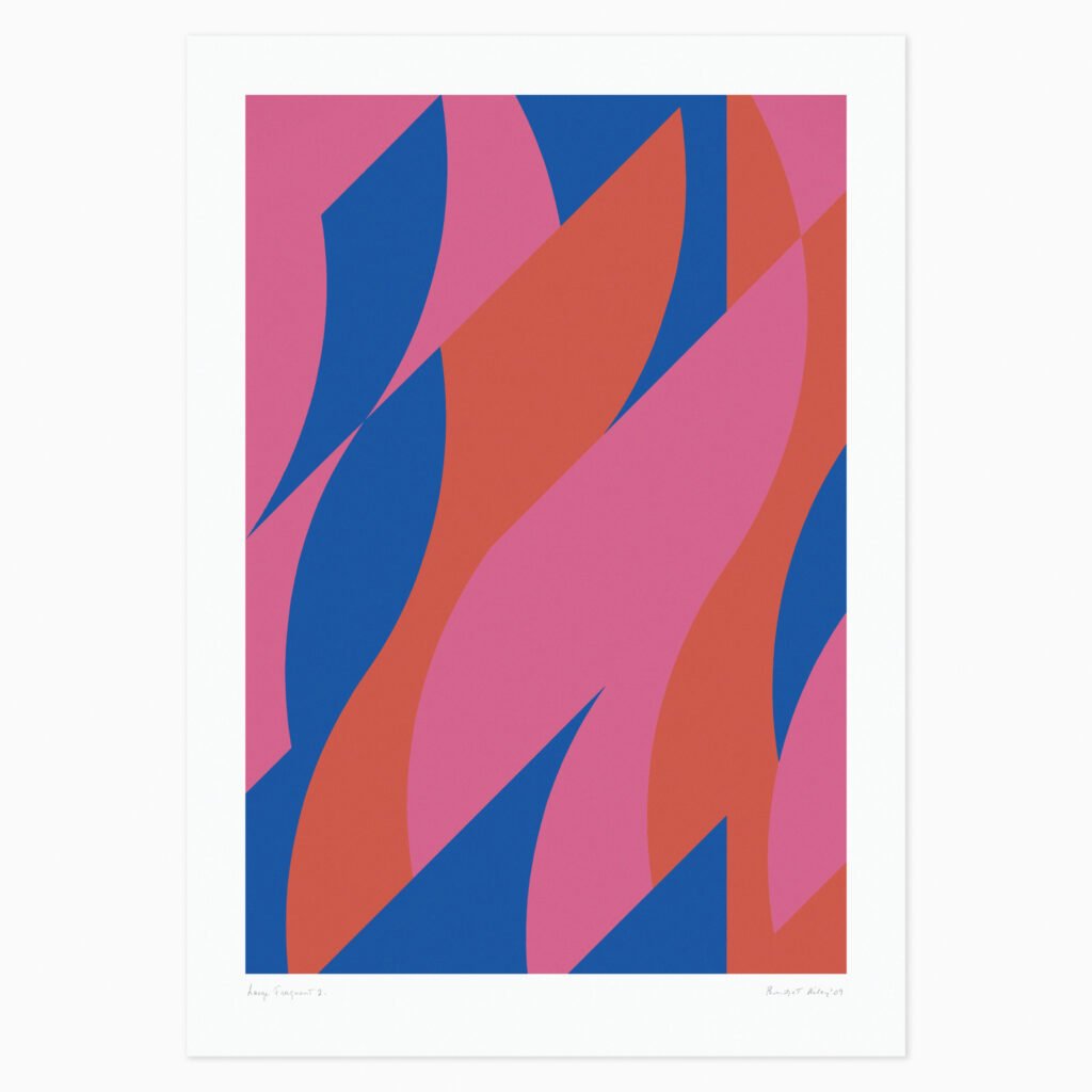 Limited edition Bridget Riley artwork ‘Large Fragment 2’ featuring bold geometric patterns and op art movement.
