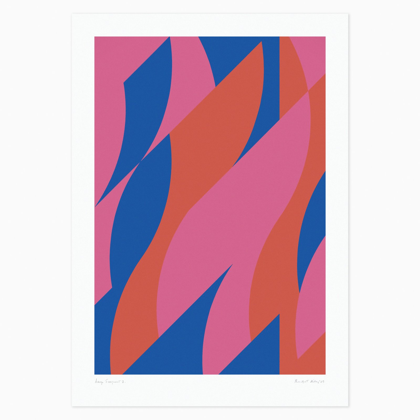 Limited edition Bridget Riley artwork ‘Large Fragment 2’ featuring bold geometric patterns and op art movement.