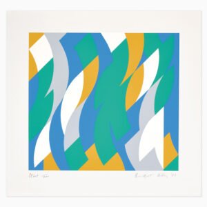 Limited edition Bridget Riley artwork ‘Start’ featuring rhythmic geometric patterns and optical movement
