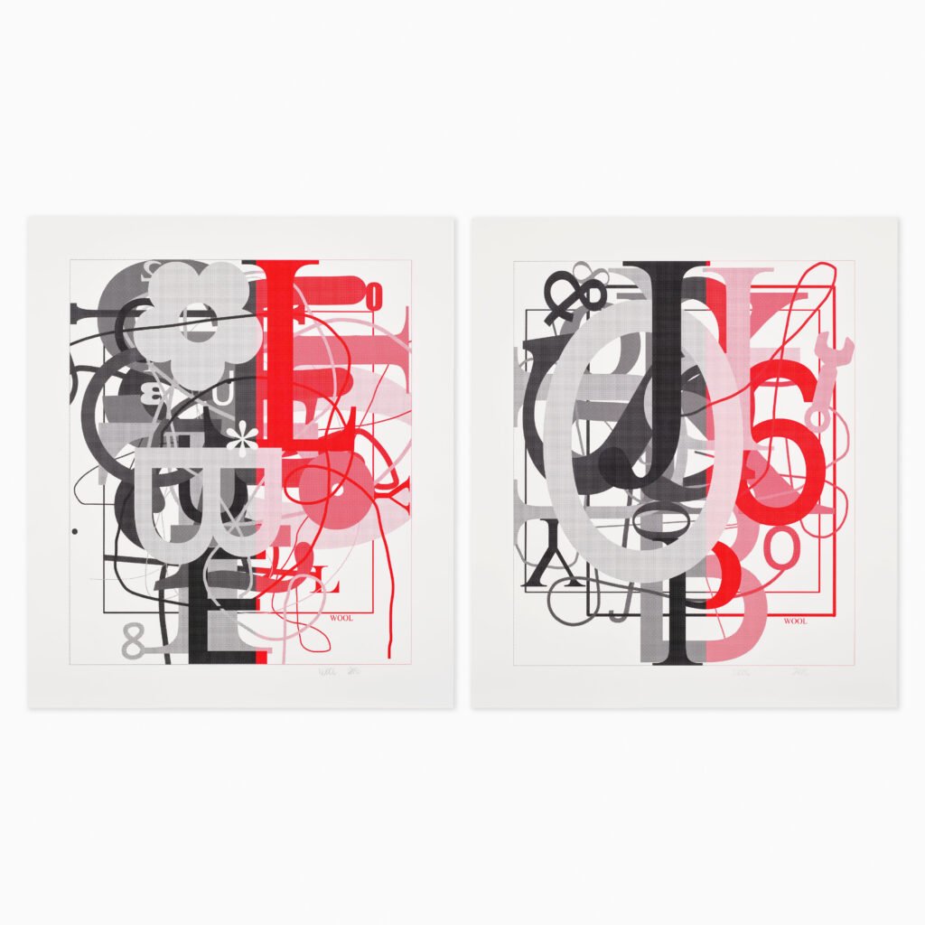 Limited edition Christopher Wool artwork ‘Untitled I and II’ featuring bold abstract marks and textural painting style.