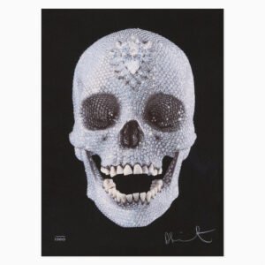 Limited edition Damien Hirst artwork ‘For the Love of God’ featuring the iconic diamond-encrusted skull motif.