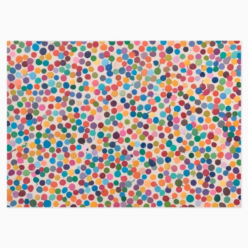 Limited edition Damien Hirst artwork ‘The Currency’ featuring abstract, conceptual design with vibrant spots.