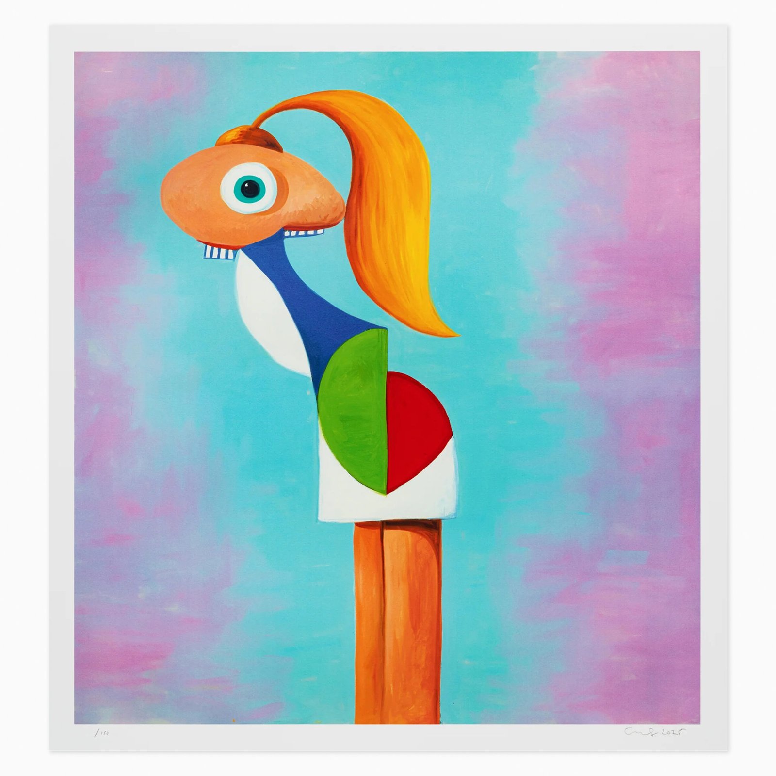 George Condo limited edition print titled ‘Fashion Model’ in his signature psychological portrait style.