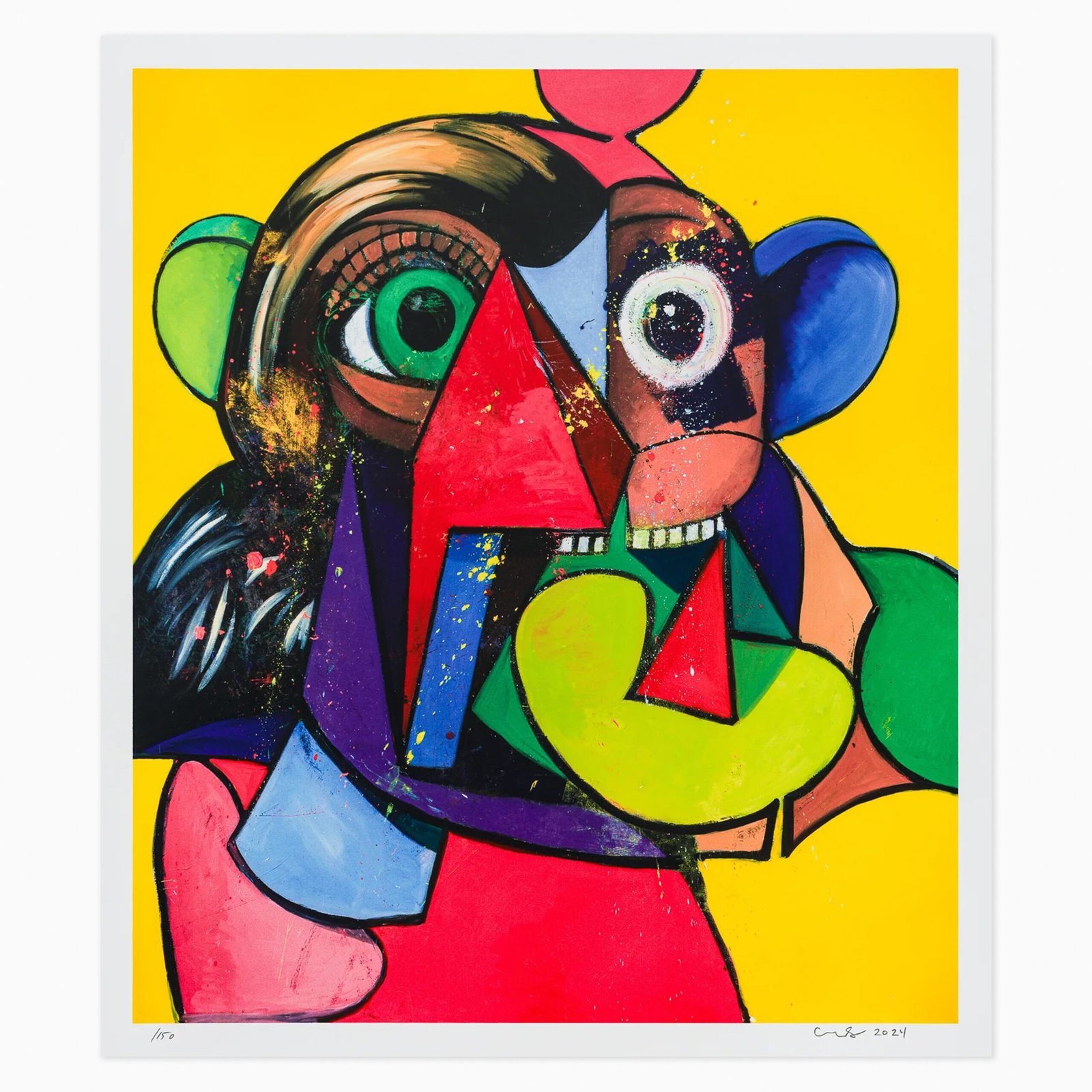 Limited edition George Condo artwork ‘Portrait & Head’ featuring distorted, expressive figurative portraiture.