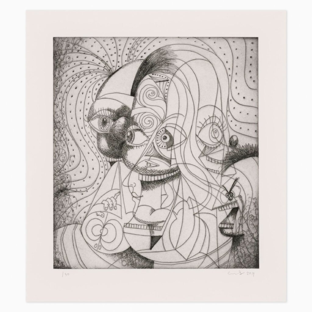 Limited edition George Condo artwork ‘The Insane Clown’ featuring his signature distorted, expressive figurative style.