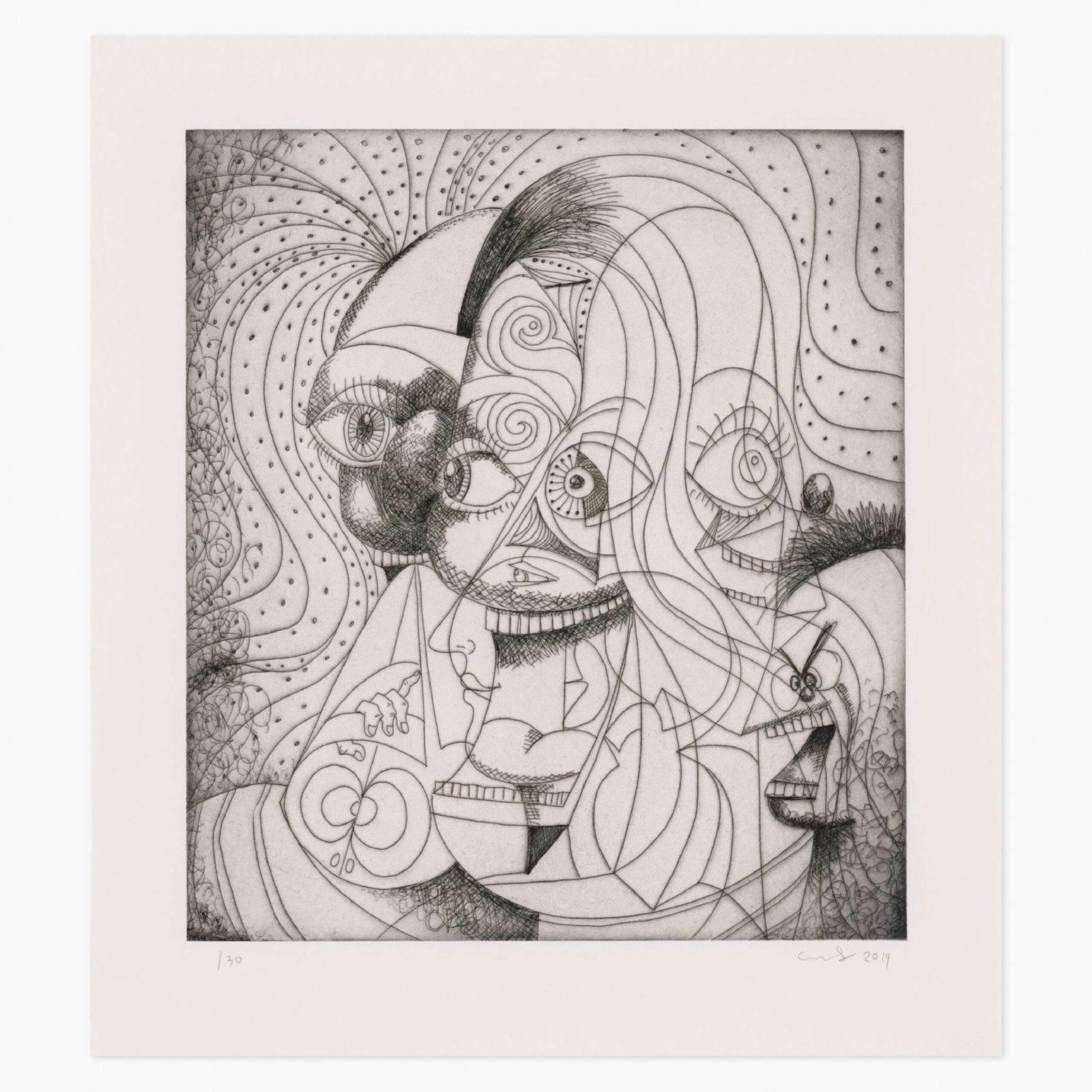 Limited edition George Condo artwork ‘The Insane Clown’ featuring his signature distorted, expressive figurative style.