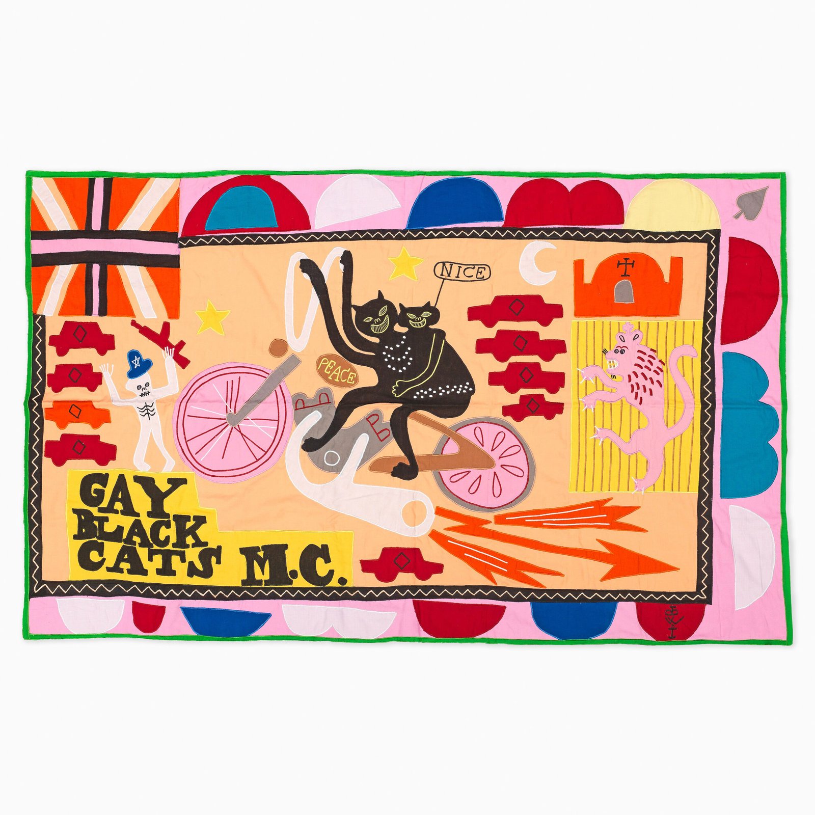 Limited edition Grayson Perry artwork ‘Gay Black Cats MC’ featuring his figurative style with narrative and symbolic motifs.