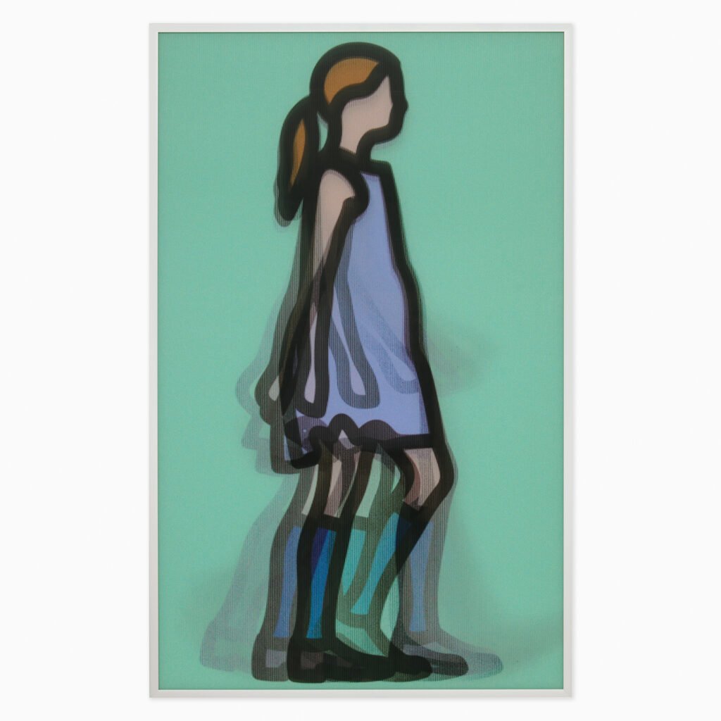 Limited edition Julian Opie artwork ‘Esther’ featuring his signature minimalist portrait style with bold lines and flat colours.