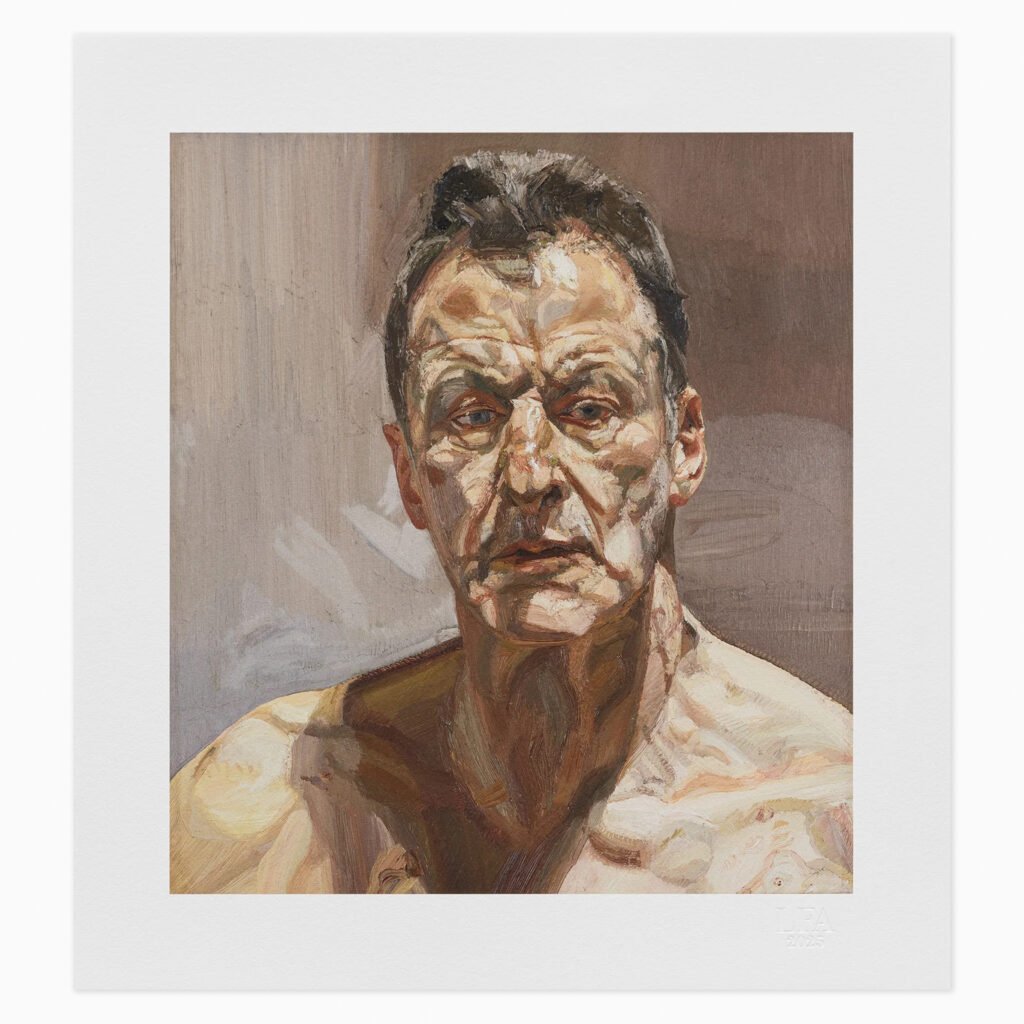 Limited edition Lucian Freud artwork ‘Reflection (Self Portrait)’ featuring his signature textured, expressive figurative style.