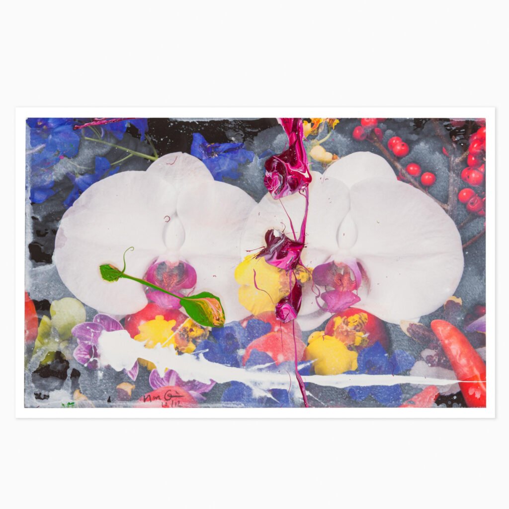 Limited edition Marc Quinn artwork ‘Orchids’ featuring detailed, floral vibrant floral imagery.