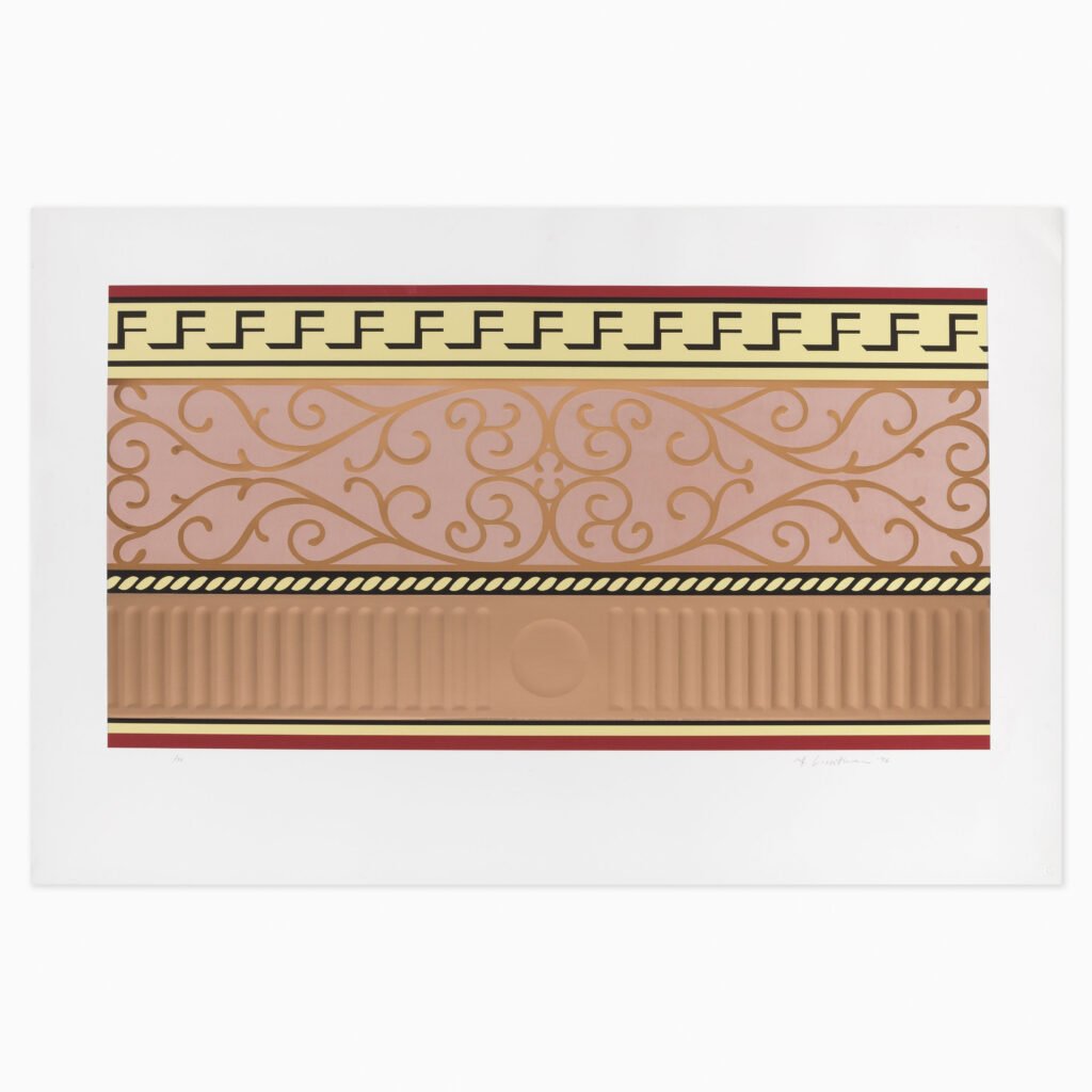 Limited edition Roy Lichtenstein artwork ‘Entablature II’ featuring bold comic-style lines and vibrant pop-art colours.