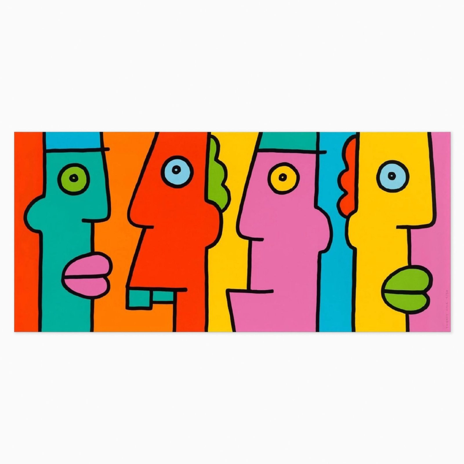 Limited edition Thierry Noir artwork ‘On The Road To Happiness And Success’ featuring his signature bold, colorful street-art figures.