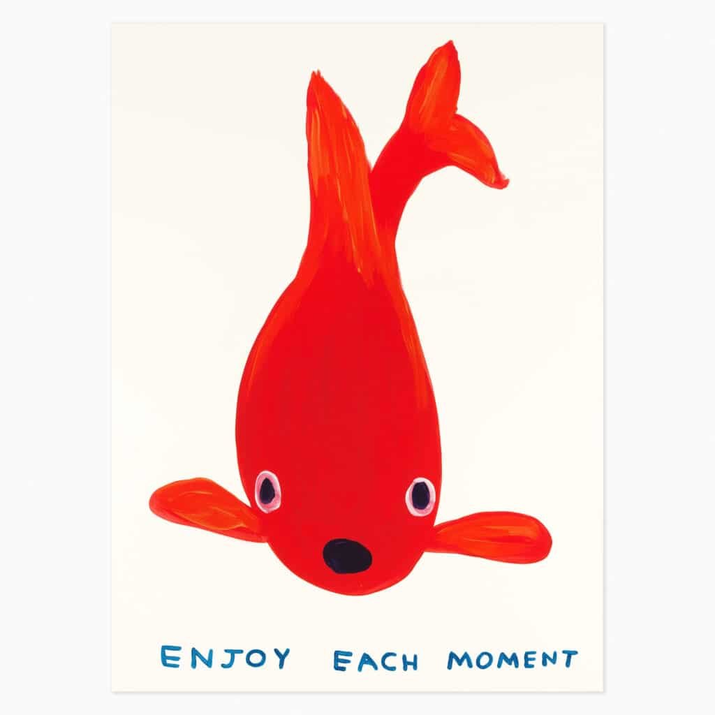 Limited edition David Shrigley artwork ‘Enjoy Each Moment’ featuring his signature humourus imagery