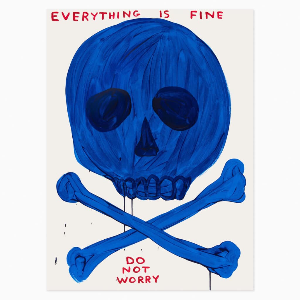 Limited edition David Shrigley artwork ‘Everything Is Fine’ featuring his signature humourus imagery