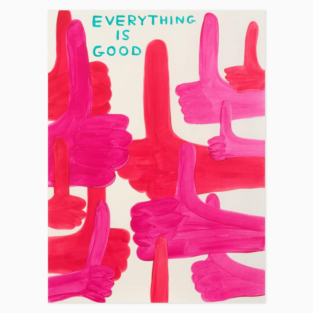 Limited edition David Shrigley artwork ‘Everything Is Good’ featuring his signature humourus imagery