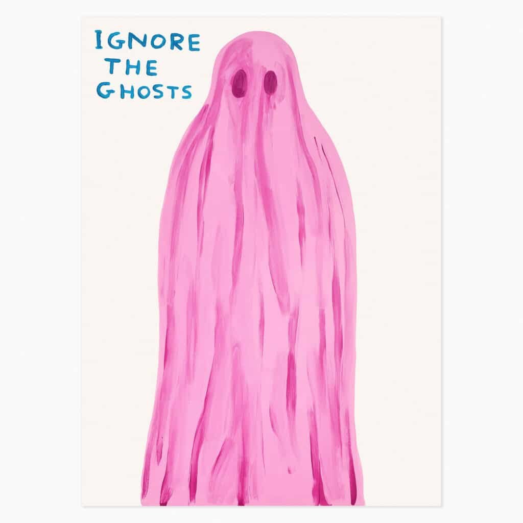 Limited edition David Shrigley artwork ‘Ignore The Ghosts’ featuring his signature humourus imagery
