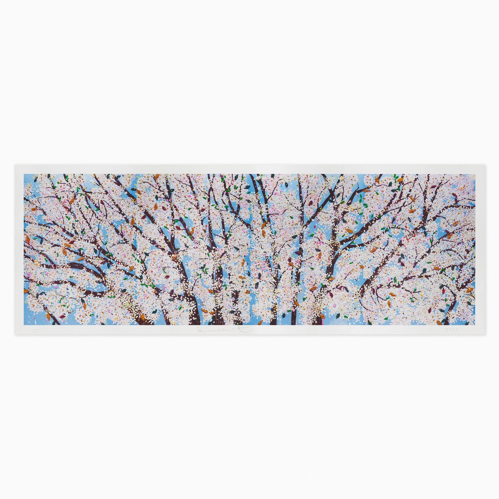 H15-4 Gabriel, from the Archangels (2021) by Damien Hirst, a vibrant cherry blossom composition featuring intricate, blossoms patterns in vivid colours, presented as a Giclée print on archival fine art paper.