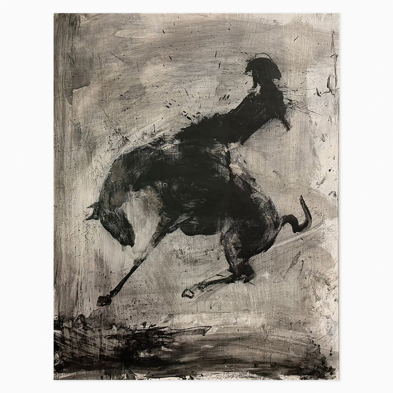 Rodeo (2003) by Richard Hambleton, an expressive acrylic painting on paper featuring a dynamic, gestural composition with bold brushwork and an energetic sense of movement.