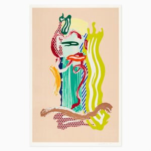 Portrait, from the Brushstroke Figures series (1989) by Roy Lichtenstein, a colourful graphic composition combining a stylised portrait with bold brushstroke forms, rendered in the artist’s signature Pop Art style using vivid colours, strong outlines and layered printmaking techniques.